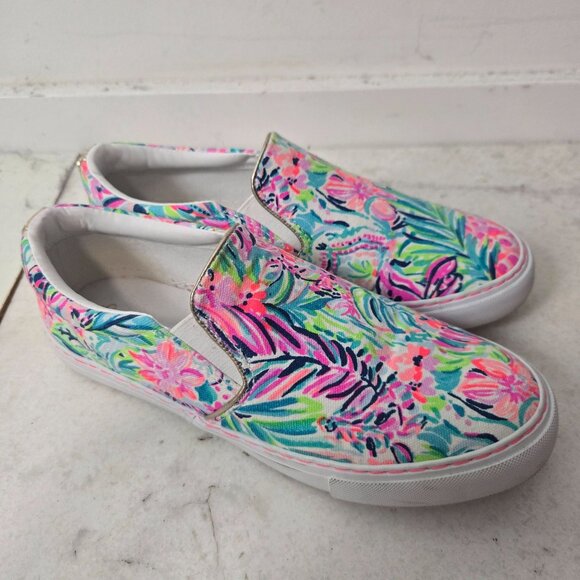 Lilly Pulitzer Size 7  Julie Slip-On Canvas Sneakers Multi Floral Cabana - Picture 3 of 12